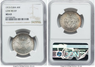 Republic "Low Relief" 40 Centavos 1915 MS63 NGC, Philadelphia mint, KM14.3. HID09801242017 © 2022 Heritage Auctions | All Rights Reserved