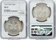 Republic "Star" Peso 1933 MS62 NGC, Philadelphia mint, KM15.2. HID09801242017 © 2022 Heritage Auctions | All Rights Reserved