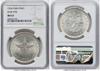 Republic "Star" Peso 1934 MS63 NGC, Philadelphia mint, KM15.2. HID09801242017 © 2022 Heritage Auctions | All Rights Reserved