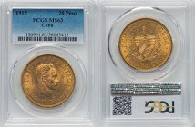 Republic gold 20 Pesos 1915 MS63 PCGS, Philadelphia mint, KM21, Fr-1. HID09801242017 © 2022 Heritage Auctions | All Rights Reserved