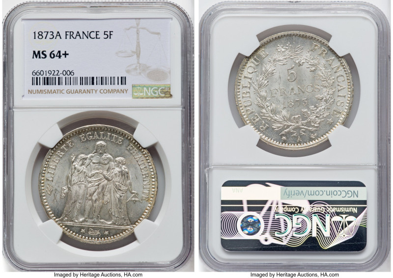 Republic 5 Francs 1873-A MS64+ NGC, Paris mint, KM820.1, Gad-744. HID09801242017...