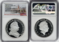 Elizabeth II silver Proof "King George I" 5 Pounds (2 oz) 2022 PR70 Ultra Cameo NGC, KM-Unl, S-Unl. Limited Edition Presentation Mintage: 750. British...