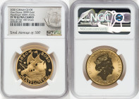 Elizabeth II gold Proof "Mayflower 400th Anniversary" 100 Pounds (1 oz) 2020 PR70 Ultra Cameo NGC, KM-Unl. Mintage: 500. One of First 100 Struck. Acco...