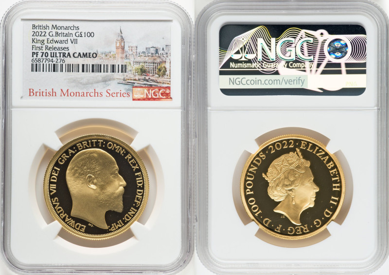 Elizabeth II gold Proof "King Edward VII" 100 Pounds (1 oz) 2022 PR70 Ultra Came...