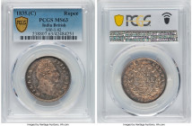British India. William IV Rupee 1835.-(c) MS63 PCGS, Calcutta mint, KM450.2, S&W-1.42. Type D Bust, Type IV reverse. HID09801242017 © 2022 Heritage Au...