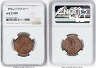 British India. Victoria 1/4 Anna 1896-(c) MS63 Brown NGC, Calcutta mint, KM486. HID09801242017 © 2022 Heritage Auctions | All Rights Reserved