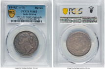 British India. Victoria Rupee 1840-(b or c) MS62 PCGS, KM458.1, S&W-3.33. "Small Diamonds" variety. HID09801242017 © 2022 Heritage Auctions | All Righ...
