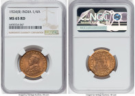 British India. George V 1/4 Anna 1924-(b) MS65 Red NGC, Bombay mint, KM512. HID09801242017 © 2022 Heritage Auctions | All Rights Reserved