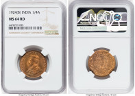 British India. George V 1/4 Anna 1924-(b) MS64 Red NGC, Bombay mint, KM512. HID09801242017 © 2022 Heritage Auctions | All Rights Reserved