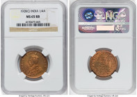 British India. George V 5-Piece Lot of Certified 1/4 Annas NGC, 1) 1/4 Anna 1928-(c) - MS65 Red and brown 2) 1/4 Anna 1929-(c) - MS64 Red and Brown 3)...