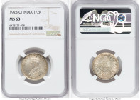 British India. George V 1/2 Rupee 1923-(c) MS63 NGC, Calcutta mint, KM522. HID09801242017 © 2022 Heritage Auctions | All Rights Reserved