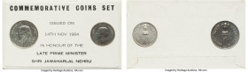 Republic 2-Piece Uncertified "Shri Jawaharlal Nehru" Mint Set 1964 UNC, KM-MS4. Includes (1) Rupee and (1) 50 Paise. Housed in original mint issued ca...