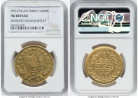 Ottoman Empire. Abdul Hamid II gold 500 Kurush AH 1293 Year 24 (1898/1899) AU Details (Removed From Jewelry) NGC, Constantinople mint (in Turkey), KM7...