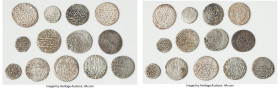 13-Piece Lot of Assorted Issues, Includes Shahi, multiple Shahi, Abbasi, and Tanka denominations. Examples are either silver or billon. Interesting lo...