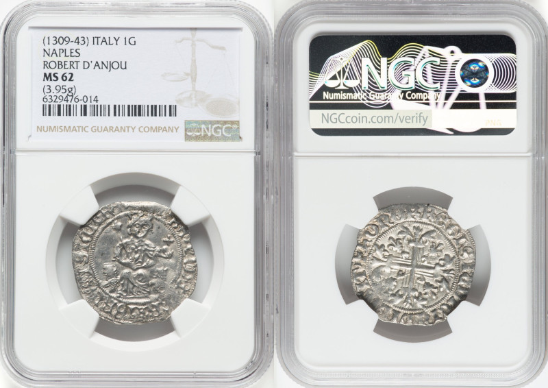 Naples & Sicily. Robert d'Anjou Gigliato ND (1309-1343) MS62 NGC, MIR-28. 3.95gm...