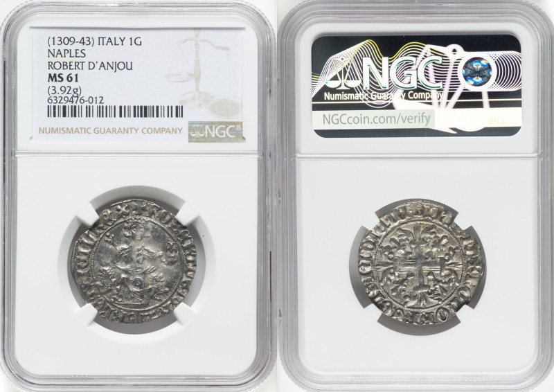 Naples & Sicily. Robert d'Anjou Gigliato ND (1309-1343) MS61 NGC, MIR-28. 3.92gm...