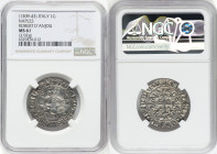 Naples & Sicily. Robert d'Anjou Gigliato ND (1309-1343) MS61 NGC, MIR-28. 3.92gm. ROBERT DEI GRA IERL' ET SICIL' REX Crowned king seated facing betwee...