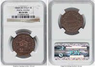 Papal States. Gregory XVI Baiocco Anno XIV (1844)-R MS64 Brown NGC, Rome mint, KM1320. From the Meduno Collection HID09801242017 © 2022 Heritage Aucti...