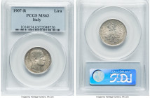 Vittorio Emanuele III Lira 1907-R MS63 PCGS, Rome mint, KM32. From the Meduno Collection HID09801242017 © 2022 Heritage Auctions | All Rights Reserved...