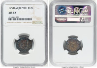 Ferdinand VI Real 1754 LM-JD MS62 NGC, Lima mint, KM52. HID09801242017 © 2022 Heritage Auctions | All Rights Reserved