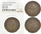GROSSBRITANNIEN ISLE OF MAN
George III., 1760-1820. Penny 1786. In US-Plastikholder der NGC mit der Bewertung MS 62 BN (4745726-053). KM 9.1; Spink 7...