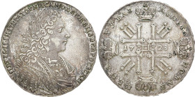 RUSSLAND GROSSFUERSTENTUM / KAISERREICH
Peter II., 1727 - 1730. Rubel 1728, Münzhof Kadashevsky. Bitkin 78 leichte Var.. 28.66 g. Sehr schön+