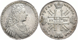 RUSSLAND GROSSFUERSTENTUM / KAISERREICH
Peter II., 1727 - 1730. Rubel 1728, Kadashevsky Münzhof. Bitkin 80; Diakov 37; Dav. 1668. 28.54 g. Min. berie...