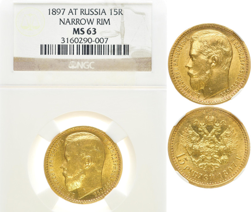 RUSSLAND GROSSFUERSTENTUM / KAISERREICH
Nikolaus II., 1894 - 1917. 15 Rubel 189...