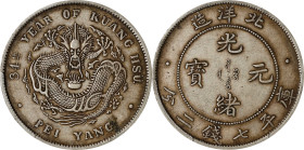 (t) CHINA. Chihli (Pei Yang). 7 Mace 2 Candareens (Dollar), Year 34 (1908). Tientsin Mint. Kuang-hsu (Guangxu). PCGS EF-45.
L&M-465; cf. K-208 (for t...