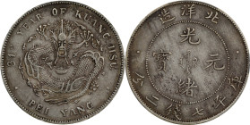 CHINA. Chihli (Pei Yang). 7 Mace 2 Candareens (Dollar), Year 34 (1908). Tientsin Mint. Kuang-hsu (Guangxu). PCGS EF-40.
L&M-465A; cf. K-209 (for type...