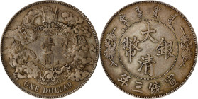 (t) CHINA. Dollar, Year 3 (1911). Tientsin Mint. Hsuan-t'ung (Xuantong [Puyi]). PCGS EF-40.
L&M-37; K-227; KM-Y-31; WS-0046B. Variety without dot aft...