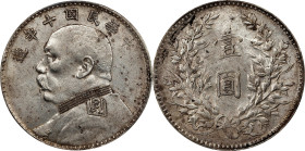 (t) CHINA. Dollar, Year 10 (1921). PCGS AU-53.
L&M-79; K-668; KM-Y-329.6; cf. WS-0183-1. Variety with connected "zao" and five "lollipops" (or dots) ...