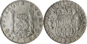 MEXICO. 8 Reales, 1754-Mo MF. Mexico City Mint. Ferdinand VI. PCGS MS-62.
KM-104.2; Cal-482. Surpassed in the PCGS census by just three examples, thi...