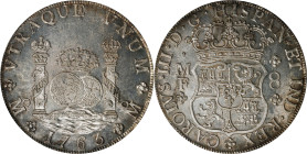 MEXICO. 8 Reales, 1763-Mo MF. Mexico City Mint. Charles III. PCGS AU-58.
KM-105; Cal-1086. Incredibly enticing and wholesome, this barely handled cro...