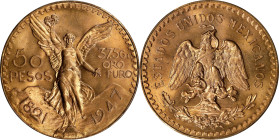 MEXICO. 50 Pesos, 1947. Mexico City Mint. PCGS MS-67.
Fr-17; KM-481. AGW: 1.205 oz. Bursting with luster, the Superb Gem is radiant. Avoiding marks o...