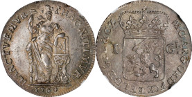 NETHERLANDS. Gelderland. Gulden, 1764. Harderwijk Mint. NGC MS-65.
KM-100.1; Delm-1178. The single finest graded example of the date in the NGC censu...
