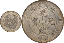 (t) CHINA. Kiangnan. 7 Mace 2 Candareens (Dollar), CD (1900). Nanking Mint. Kuang-hsu (Guangxu). NGC AU-58.
L&M-229; K-81; KM-Y-145A.4; WS-0819. Vari...