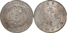 CHINA. Kwangtung. 7 Mace 2 Candareens (Dollar), ND (1890-1908). Kwangtung Mint. Kuang-hsu (Guangxu). PCGS MS-62.
L&M-133; K-26A; KM-Y-203; WS-0942. V...