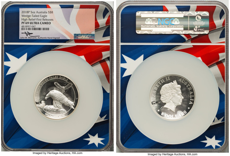 Elizabeth II silver Proof High Relief "Wedge-Tailed Eagle" 8 Dollars (5 oz) 2018...