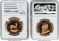 Republic gold Proof "Cullinan Diamond Centenary" Krugerrand (1 oz) 2003 PR69 Ultra Cameo NGC, KM73. Limited Edition Presentation Mintage: 100. Accompa...