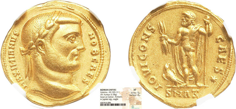 GALÈRE MAXIMIEN, César (293-305)
Aureus : Jupiter debout à gauche, tenant la fo...