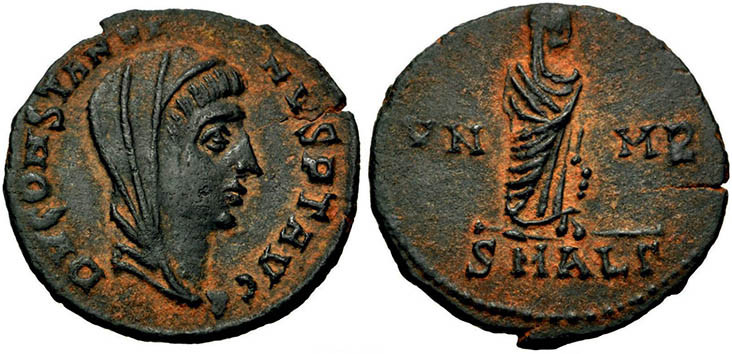 CONSTANTIN II & CONSTANS II honorant Constantin
Centenionalis réduit : Constant...