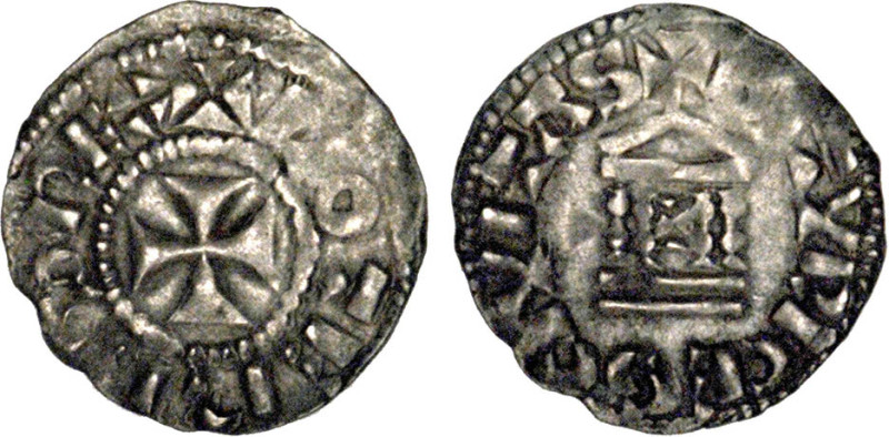LOTHAIRE (954-986)
Bourges : Denier au temple
 - TTB 40 (TTB+)
Assez Rare !
...