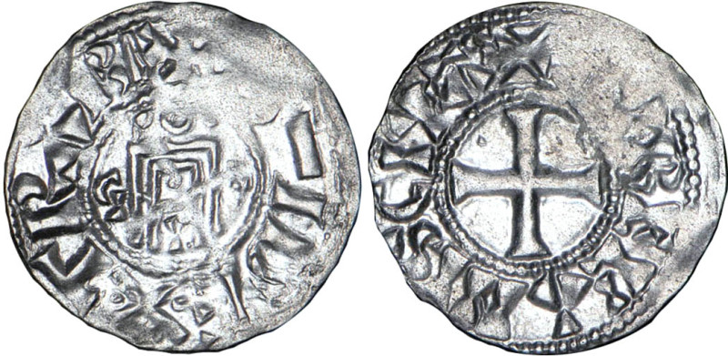 ORLÉANAIS
Orléans, monnaies au nom de Hugues (vers 1010-1025) : Denier, croix n...