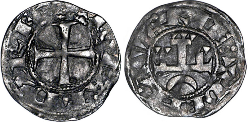NAVARRE, royaume
Thibaut II, V de Champagne (1253-1270) : Denier d'argent
 - T...
