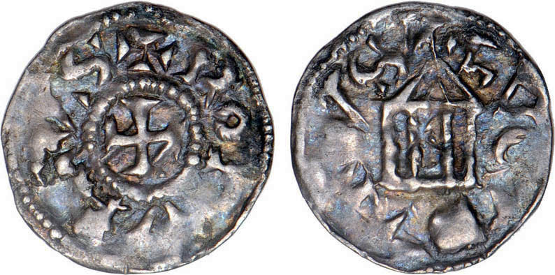 LYONNAIS
Rois de Bourgogne, Rodolphe III (993-1032) : Obole d'argent
 - TTB 35...