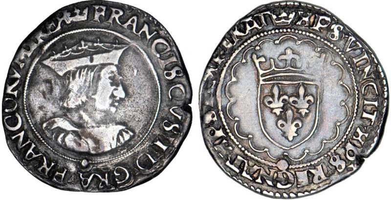 FRANÇOIS Ier (1515-1547)
1/2 teston, 3e type
 - TTB 40 (TTB+)
Point 15e : Rou...