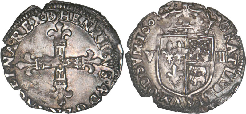HENRI IV le Grand (1589-1610)
1/8 d'écu de Béarn
1602 Mo. - TTB 45 (TTB++)
Ra...