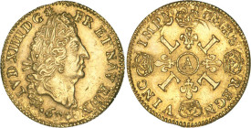 LOUIS XIV le Grand (1643-1715)
1/2 louis d'or aux 4 L
1694 A - TTB 45 (TTB++)
rf - Rare !


DR 245, D 1441-1441a, GR 240, KM# 301, Fr# 434
PARI...