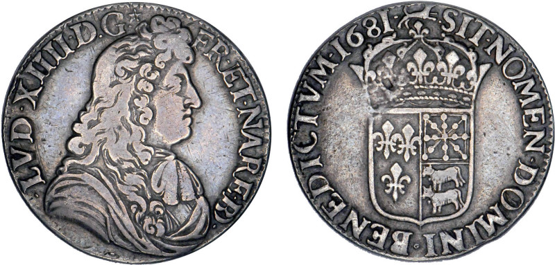 LOUIS XIV le Grand (1643-1715)
Écu de Béarn à la cravate
1681 PAU - TTB 30 (TT...